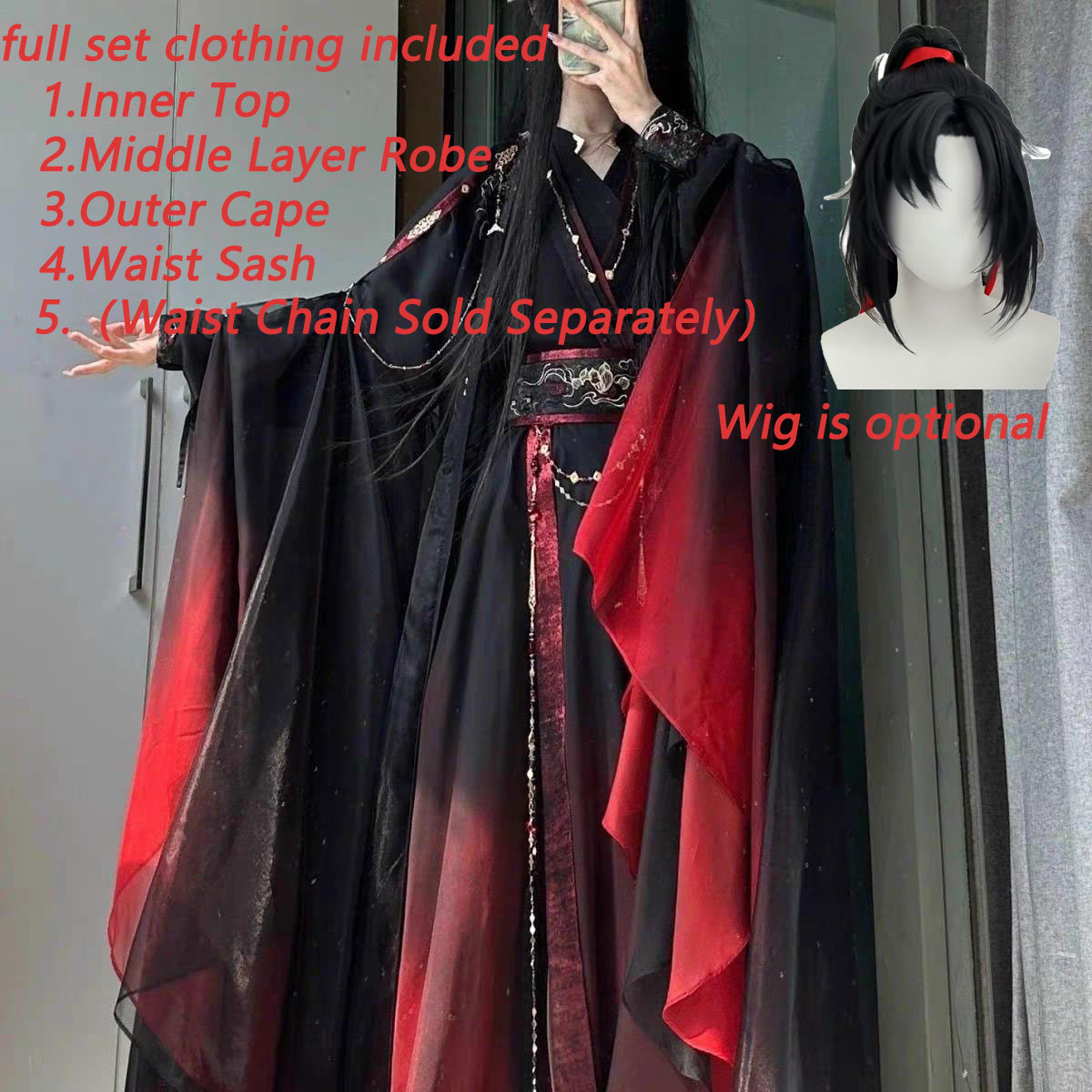 Unisex Ancient Chinese Xianxia - Cosplay Anime Black recension och pris