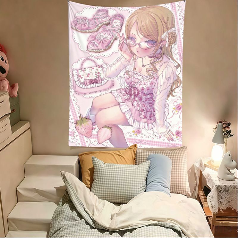 VIKAMA Pink Anime Girl Tapestr - Anime Cosplay Girl Photo recension och pris