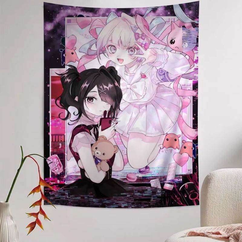 VIKAMA Pink Anime Girl Tapestr - Anime Cosplay Girl Photo recension och pris