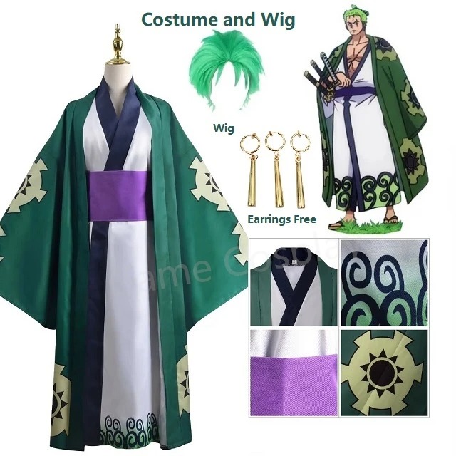 Green Roronoa Zoro Kimono Cosp - Anime Cosplay One Piece recension och pris